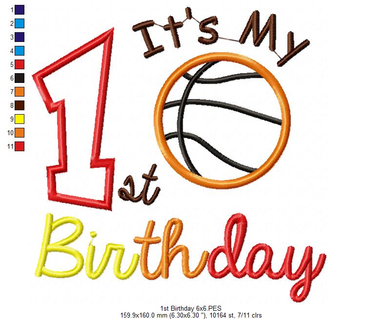 It's my 1st Birthday Basketball - Applique