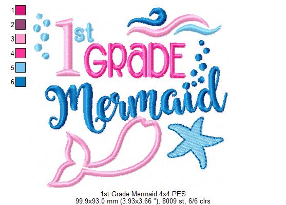 1st Grade Mermaid - Applique-Machine Embroidery Design