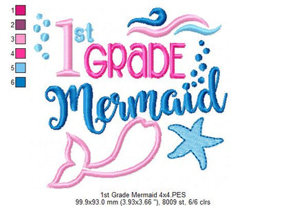 1st Grade Mermaid - Applique-Machine Embroidery Design