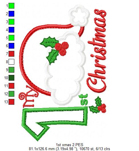 My 1st Christmas - Applique - Machine Embroidery Design