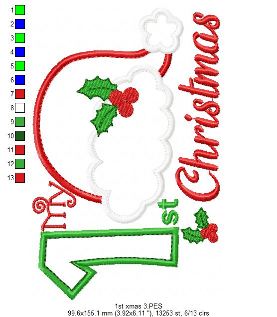My 1st Christmas - Applique - Machine Embroidery Design
