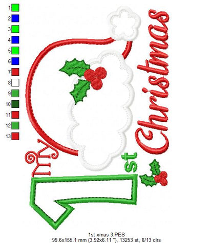 My 1st Christmas - Applique - Machine Embroidery Design