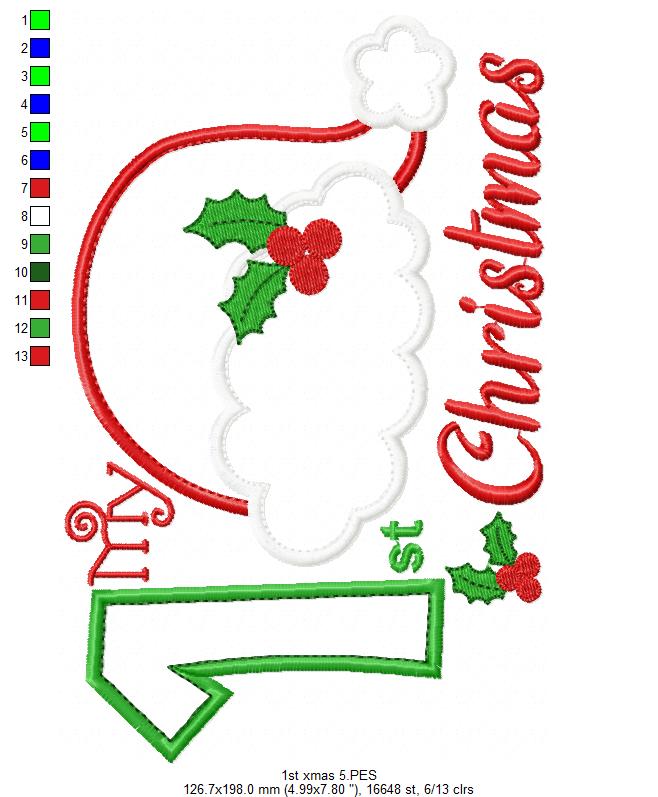 My 1st Christmas - Applique - Machine Embroidery Design