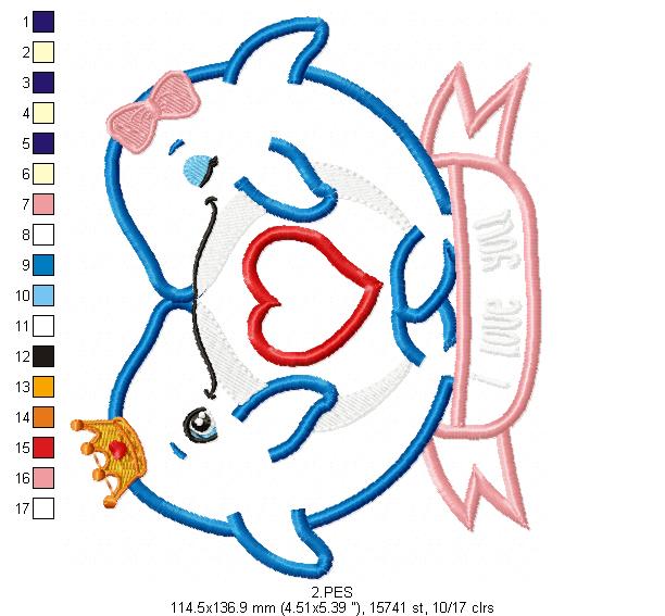 Dolphin couple dating - Applique - Machine Embroidery Designs