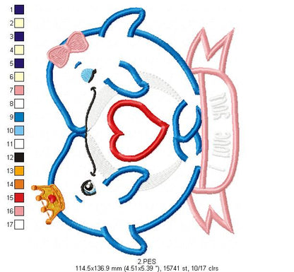 Dolphin couple dating - Applique - Machine Embroidery Designs