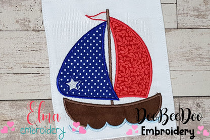 Sail Boat - Applique - Machine Embroidery Design