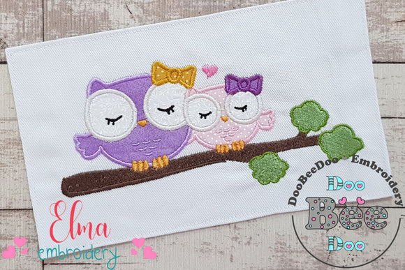 Owl Mom and Daughter - Applique Embroidery