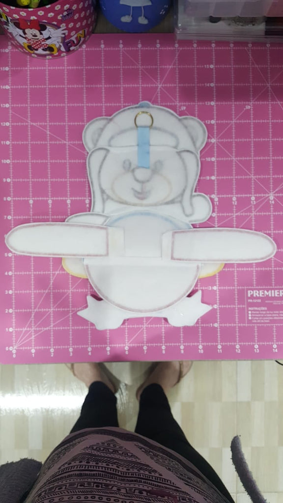 Aviator Teddy Bear Ornament - ITH Project - Machine Embroidery Design