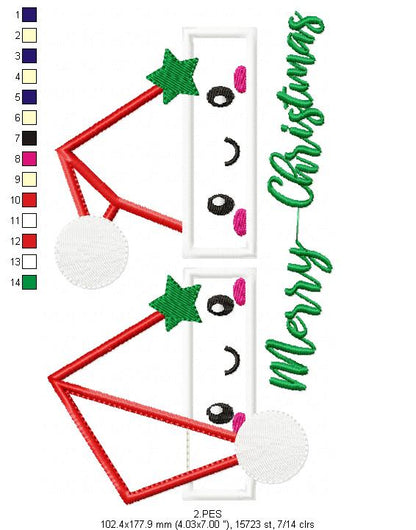 Santa Claus Cap -  6 Sizes - Applique - Machine Embroidery Design
