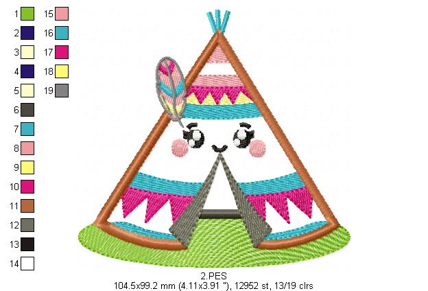 Tee Pee Boho embroidery - Applique - 6 Sizes  - Machine Embroidery Design