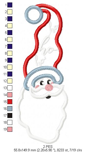 Santa Claus Ho Ho Ho  - Applique - 6 Sizes - Machine Embroidery Designs