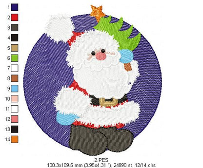 Santa Claus - Fill Stitch - 6 Sizes -  Machine Embroidery Design