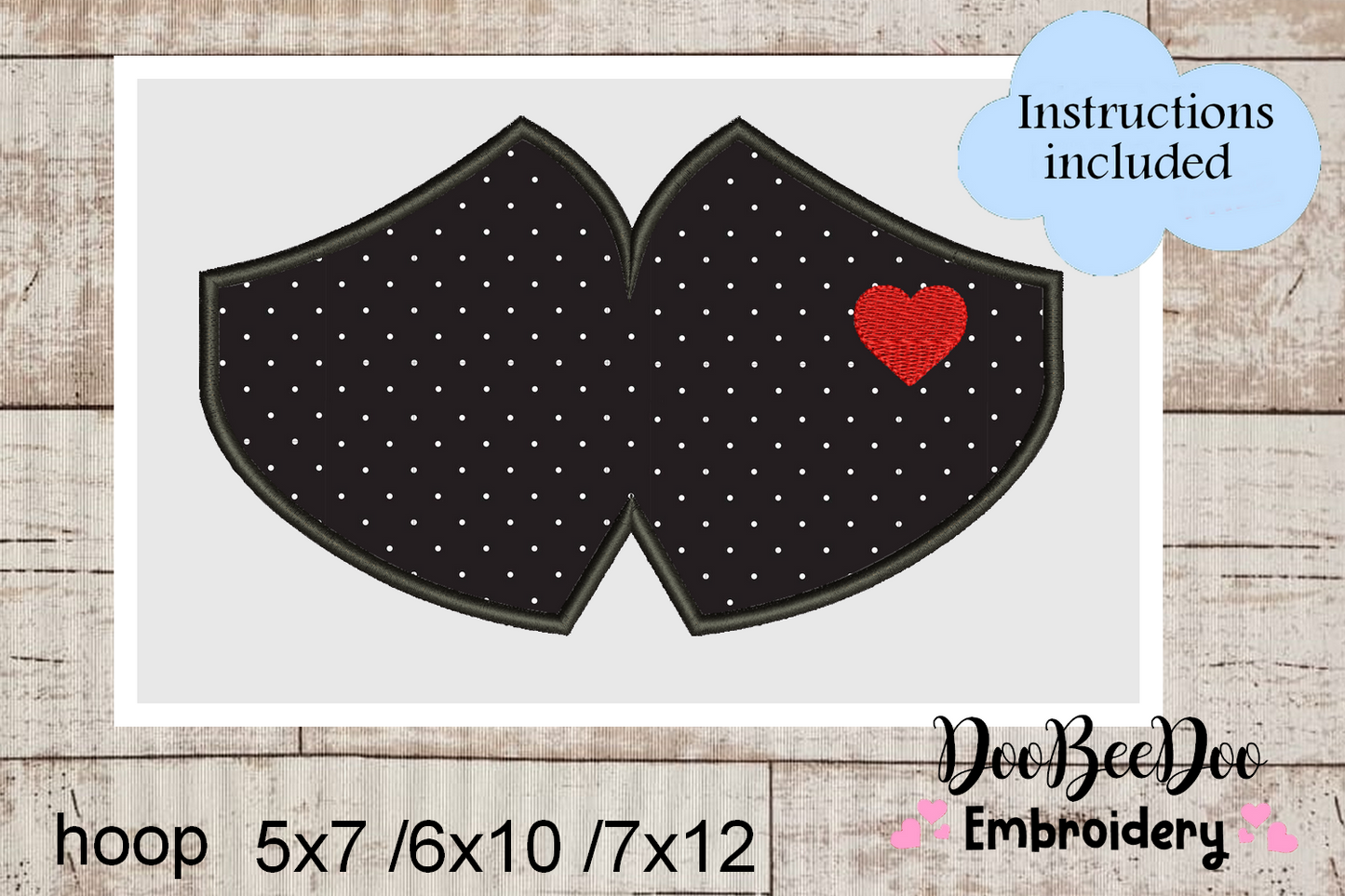In The Hoop Face Mask Love - ITH Project - Machine Embroidery Design