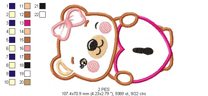 Couple of teddy bears key and lock - Applique - Machine Embroidery Designs