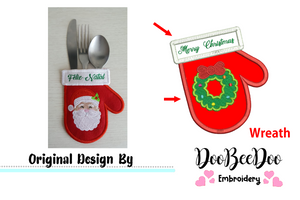 Christmas Wreath Cutlery Holder - ITH Project - Machine Embroidery Design