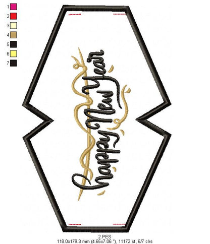 Happy New Year Face Mask - ITH Project - Machine Embroidery Design