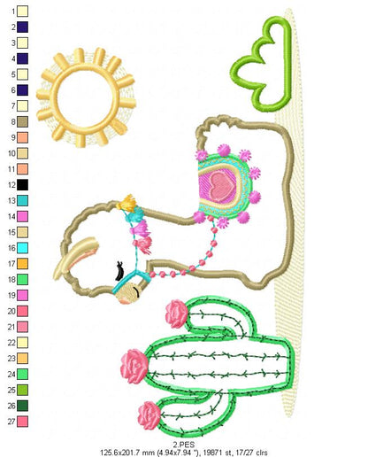 Llama lying down - Applique - 4 Sizes - Machine Embroidery Designs