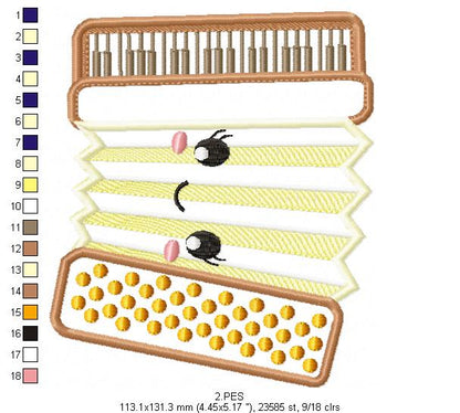 Oktoberfest - Accordion  - Germany  -  Applique  - 7 sizes -  Machine Embroidery Design