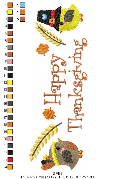 Happy Thanksgiving - Fill Stith - 7 Sizes - Machine Embroidery Designs