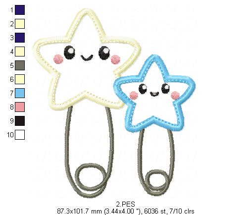Baby Diaper Pin - Applique-  6 Sizes - Machine Embroidery Designs