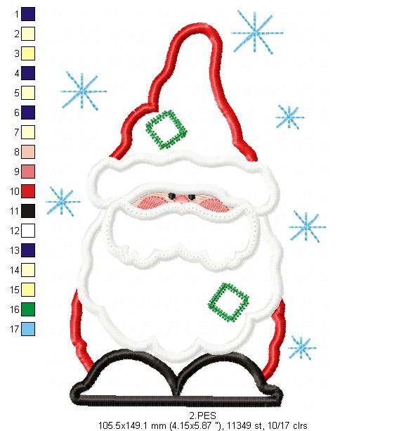 Santa Claus  - Applique -6 Sizes - Applique - Machine Embroidery Designs