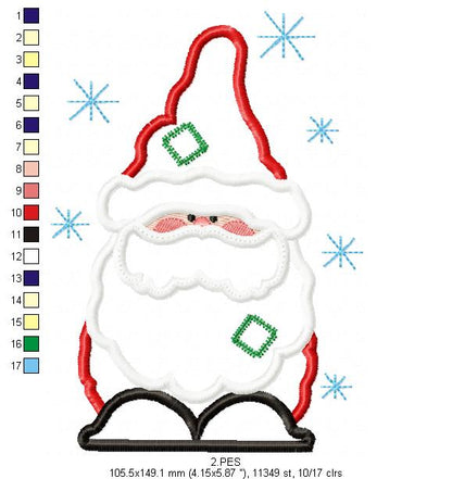 Santa Claus  - Applique -6 Sizes - Applique - Machine Embroidery Designs