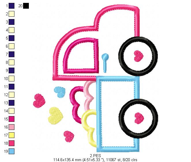 Love truck- Valentine's - Machine Embroidery Design