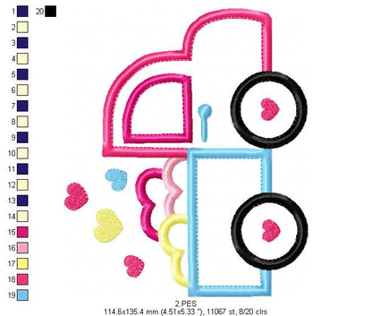 Love truck- Valentine's - Machine Embroidery Design