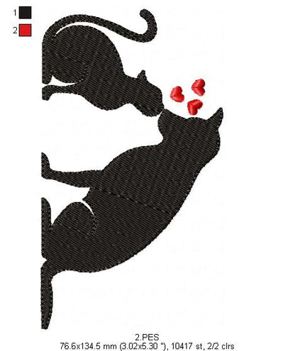 Love Cat and Dog - Valentine's Day - Fill Stitch - 6 Sizes -  Machine Embroidery Design