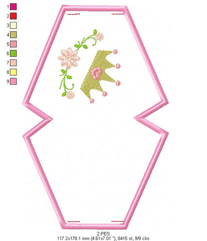 Princess Crown Face Mask - ITH Project - Machine Embroidery Design