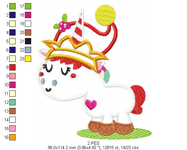 Unicorn Christmas - Applique/ Fill Stitch - 6 Sizes -  Machine Embroidery Design