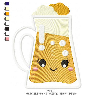 Oktoberfest -   Draft beer  - Germany  -  Applique  - 6 sizes -  Machine Embroidery Design