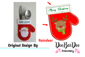 Reindeer Cutlery Holder (ITH) - Applique - Machine Embroidery Design