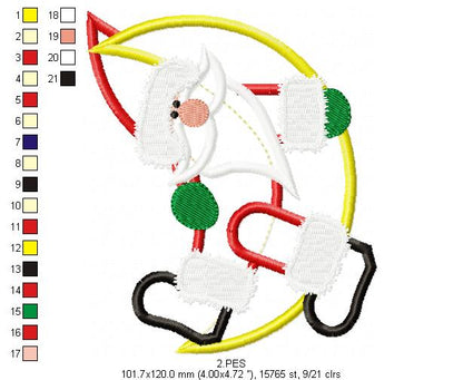 Santa Claus on the Moon - Applique - 6 Sizes - Applique - Machine Embroidery Designs