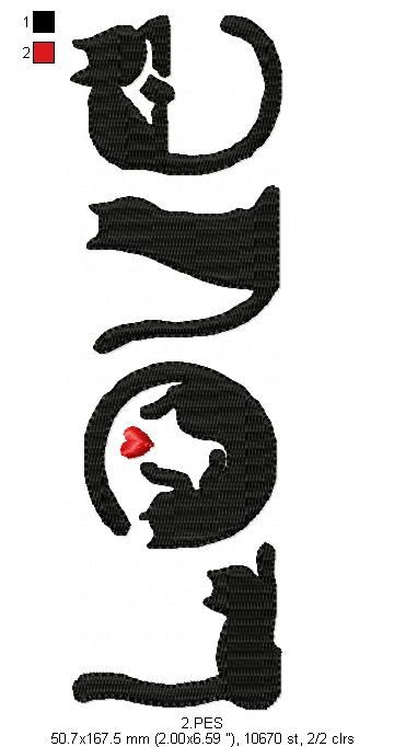 Love Cats - Valentine's Day - Machine Embroidery Design