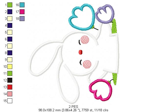 Cute bunny in the burrow - Applique