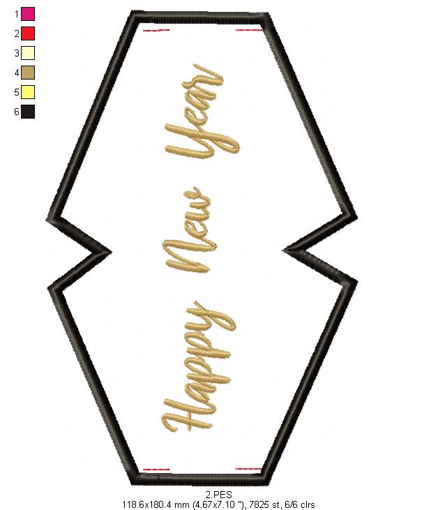 Happy New Year Face Mask - ITH Project - Machine Embroidery Design