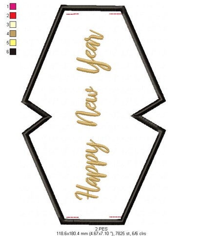 Happy New Year Face Mask - ITH Project - Machine Embroidery Design