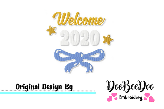 Welcome New Year 2020 - Fill Stitch -   Machine Embroidery Design