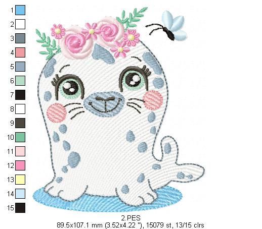 Beautiful Spring Seal - Rippled - 6 sizes - Machine Embroidery Designs