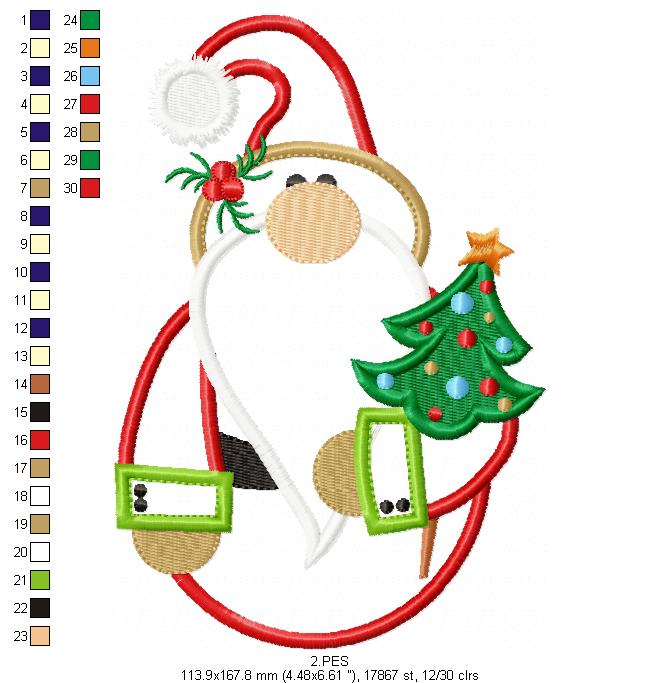 Christmas Gnome - Applique - 6 Sizes - Machine Embroidery Designs