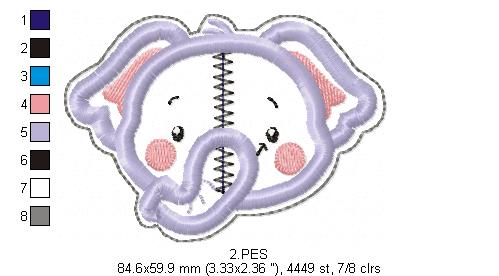 Elephant Pacifier Holder - ITH Project - Machine Embroidery Design