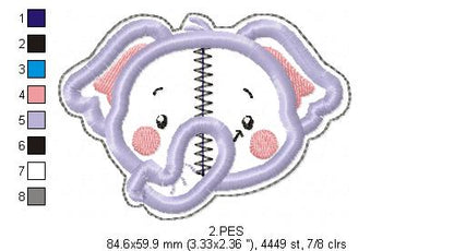 Elephant Pacifier Holder - ITH Project - Machine Embroidery Design