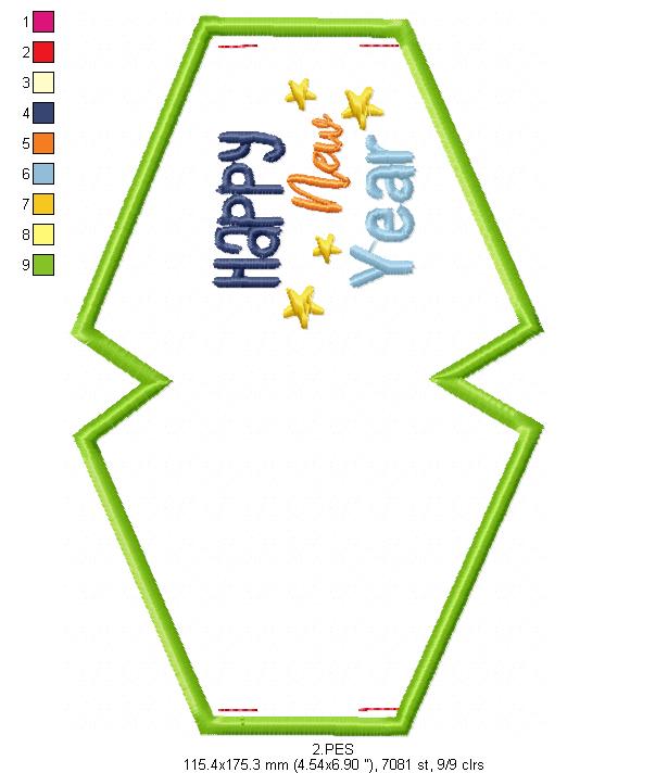 Happy New Year Face Mask - ITH Project - Machine Embroidery Design