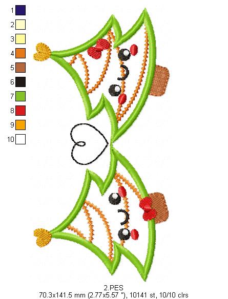 Love Tree Christmas  - Applique - 6 Sizes - Machine Embroidery Design