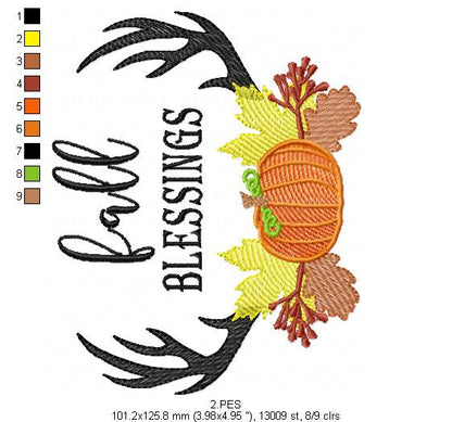 Fall Blessings- Fill stitch / Rippled - 6 sizes - Machine Embroidery Design
