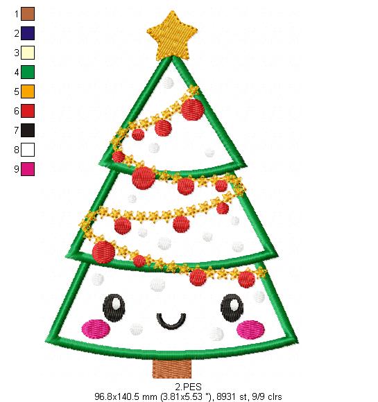 Christmas Tree -  5 Sizes - Applique - Machine Embroidery Design