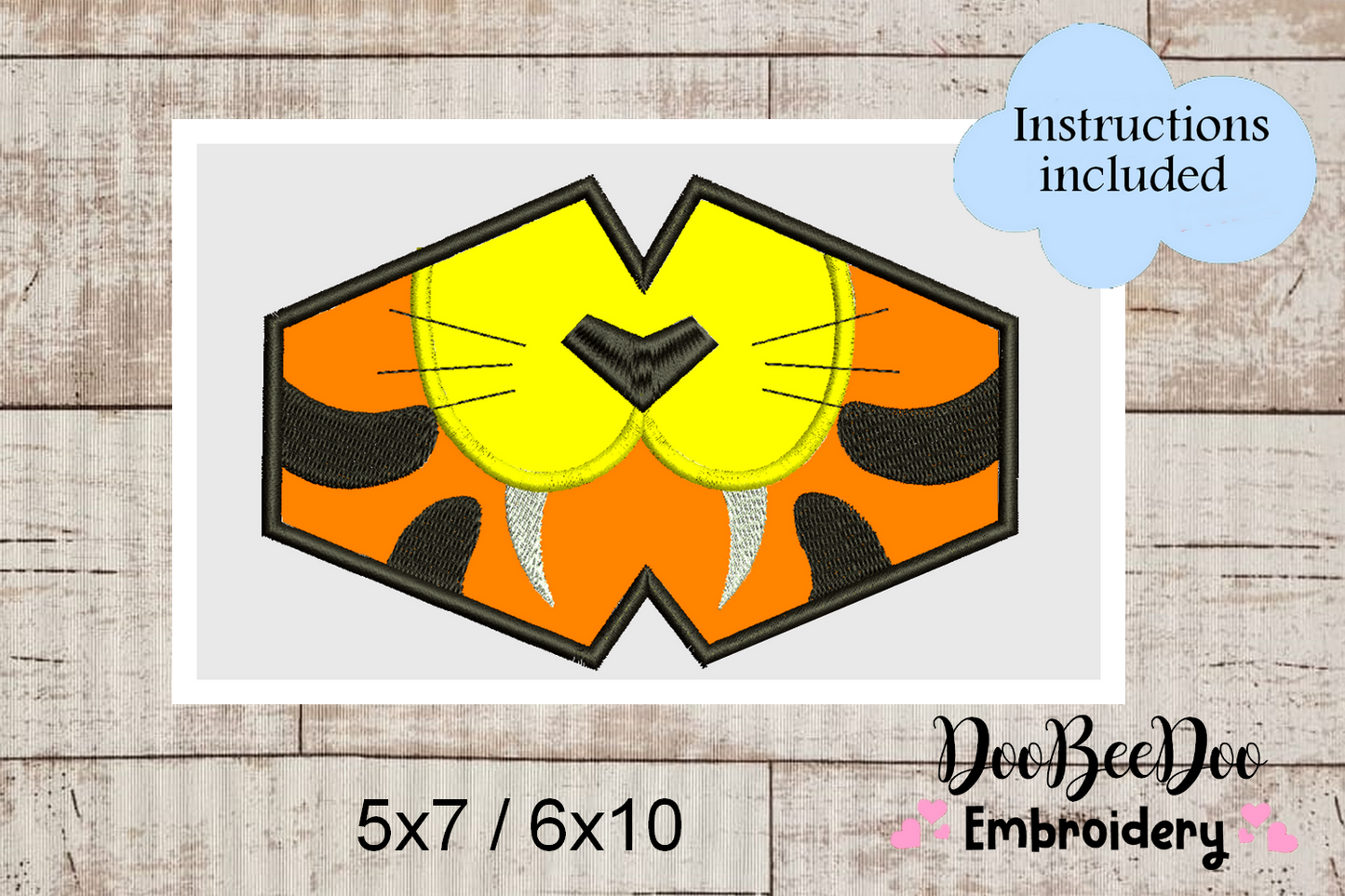 Face Mask Tiger - ITH Project - Machine Embroidery Design