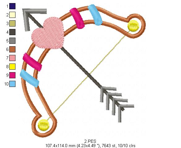 Bow and arrow Boho embroidery - Applique - 6 Sizes  - Machine Embroidery Design