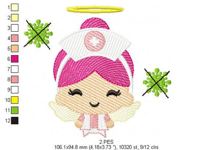 Nurse Embroidery Fill Stitch - 6 sIzes  - Machine Embroidery Design